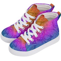 Fractal Batik Art Hippie Rainboe Colors 1 Kid s Hi-top Skate Sneakers by EDDArt