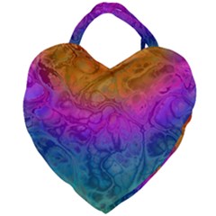 Fractal Batik Art Hippie Rainboe Colors 1 Giant Heart Shaped Tote by EDDArt