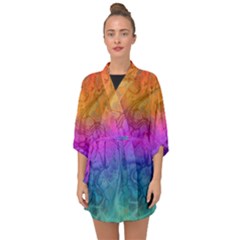 Fractal Batik Art Hippie Rainboe Colors 1 Half Sleeve Chiffon Kimono by EDDArt