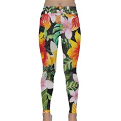 Tropical Flowers Butterflies 1 Classic Yoga Leggings by EDDArt