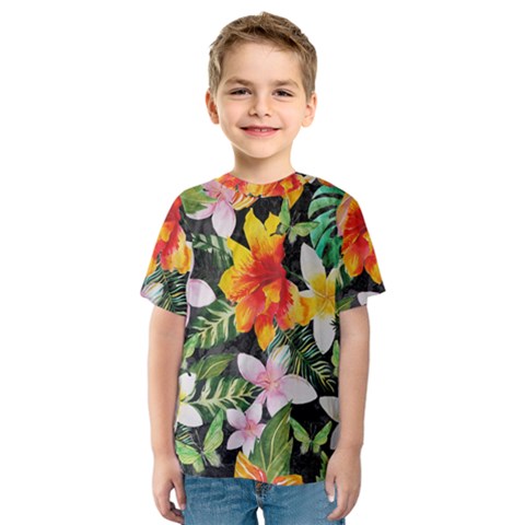 Tropical Flowers Butterflies 1 Kids  Sport Mesh Tee by EDDArt