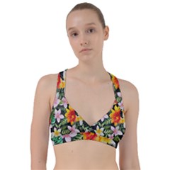 Tropical Flowers Butterflies 1 Sweetheart Sports Bra by EDDArt