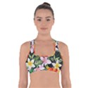 Tropical Flowers Butterflies 1 Cross Back Sports Bra View1