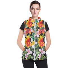 Tropical Flowers Butterflies 1 Women s Puffer Vest by EDDArt