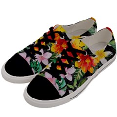 Tropical Flowers Butterflies 1 Men s Low Top Canvas Sneakers by EDDArt
