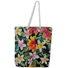 Tropical Flowers Butterflies 1 Full Print Rope Handle Tote (large) by EDDArt