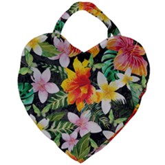 Tropical Flowers Butterflies 1 Giant Heart Shaped Tote by EDDArt