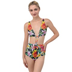 Tropical Flowers Butterflies 1 Tied Up Two Piece Swimsuit by EDDArt