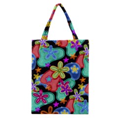 Colorful Retro Flowers Fractalius Pattern 1 Classic Tote Bag by EDDArt