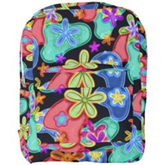 Colorful Retro Flowers Fractalius Pattern 1 Full Print Backpack by EDDArt