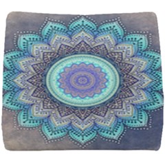 Folk Art Lotus Mandala Blue Turquoise Seat Cushion by EDDArt