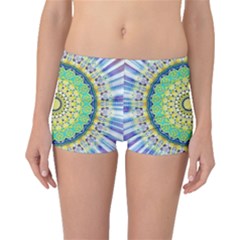 Power Mandala Sun Blue Green Yellow Lilac Boyleg Bikini Bottoms by EDDArt