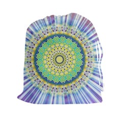 Power Mandala Sun Blue Green Yellow Lilac Drawstring Pouches (xxl) by EDDArt