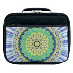 Power Mandala Sun Blue Green Yellow Lilac Lunch Bag by EDDArt