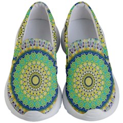 Power Mandala Sun Blue Green Yellow Lilac Kid s Lightweight Slip Ons by EDDArt