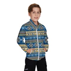 Vintage Border Wallpaper Pattern Blue Gold Windbreaker (kids) by EDDArt