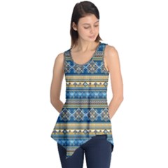 Vintage Border Wallpaper Pattern Blue Gold Sleeveless Tunic