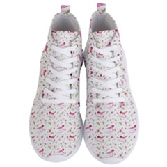 Watercolor Birds Magnolia Spring Pattern Men s Lightweight High Top Sneakers by EDDArt