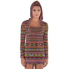 Traditional Africa Border Wallpaper Pattern Colored 2 Long Sleeve Hooded T-shirt by EDDArt