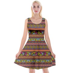 Traditional Africa Border Wallpaper Pattern Colored 2 Reversible Velvet Sleeveless Dress by EDDArt
