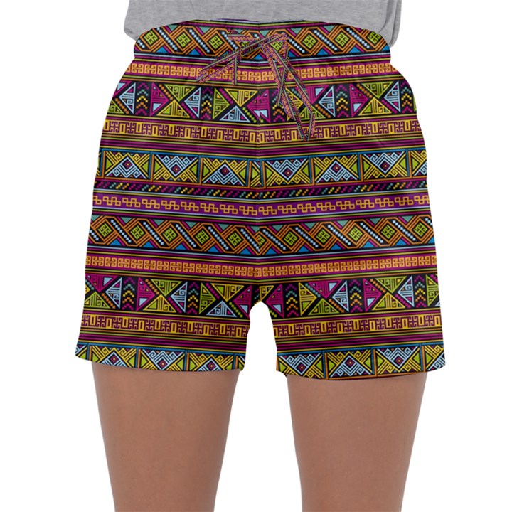 Traditional Africa Border Wallpaper Pattern Colored 2 Sleepwear Shorts