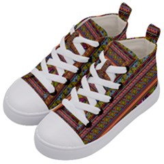 Traditional Africa Border Wallpaper Pattern Colored 2 Kid s Mid-top Canvas Sneakers