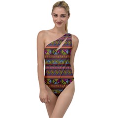 Traditional Africa Border Wallpaper Pattern Colored 2 To One Side Swimsuit by EDDArt