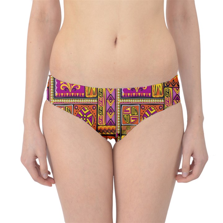 Traditional Africa Border Wallpaper Pattern Colored 3 Hipster Bikini Bottoms