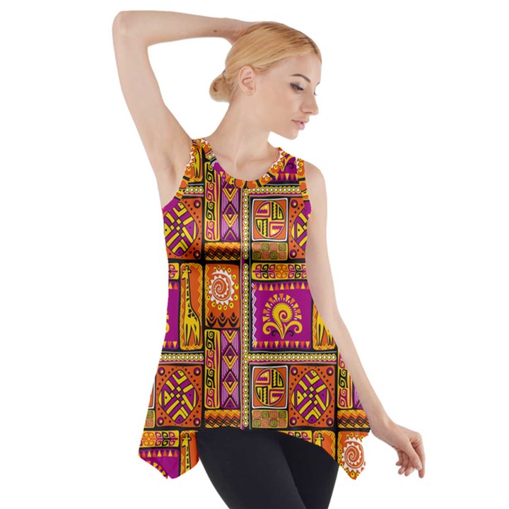 Traditional Africa Border Wallpaper Pattern Colored 3 Side Drop Tank Tunic
