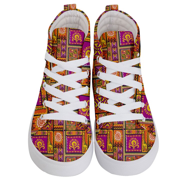 Traditional Africa Border Wallpaper Pattern Colored 3 Kid s Hi-Top Skate Sneakers