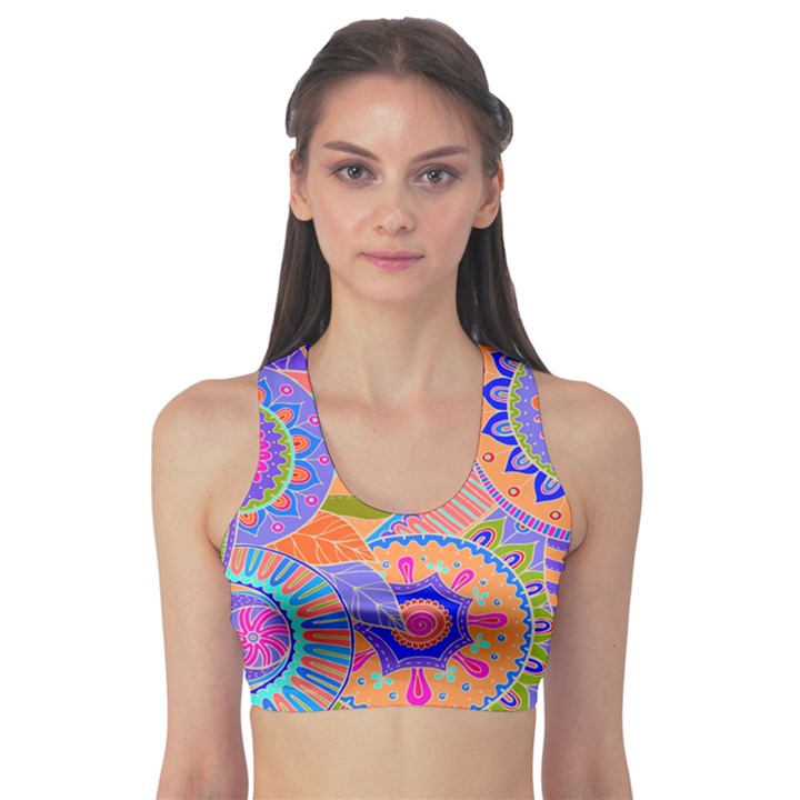 Pop Art Paisley Flowers Ornaments Multicolored 3 Sports Bra