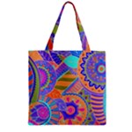 Pop Art Paisley Flowers Ornaments Multicolored 3 Zipper Grocery Tote Bag