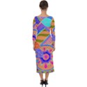 Pop Art Paisley Flowers Ornaments Multicolored 3 Quarter Sleeve Midi Bodycon Dress View2