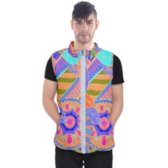 Pop Art Paisley Flowers Ornaments Multicolored 3 Men s Puffer Vest by EDDArt