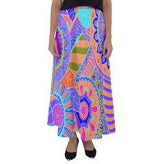 Pop Art Paisley Flowers Ornaments Multicolored 3 Flared Maxi Skirt by EDDArt