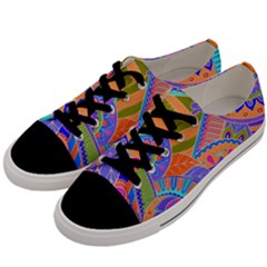 Pop Art Paisley Flowers Ornaments Multicolored 3 Men s Low Top Canvas Sneakers by EDDArt