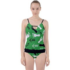 Green Cut Out Top Tankini Set by HASHDRESS