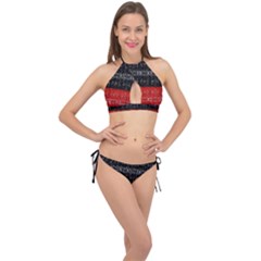 Red And Black Lace In Layers Created By Flipstylez Designs Cross Front Halter Bikini Set by flipstylezfashionsLLC