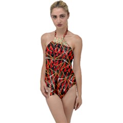 Red Triangles Zig Zags Many Layers Created By Flipstylezdesigns Go With The Flow One Piece Swimsuit by flipstylezfashionsLLC