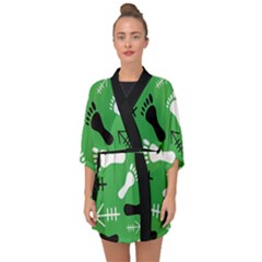 Green Half Sleeve Chiffon Kimono by HASHDRESS