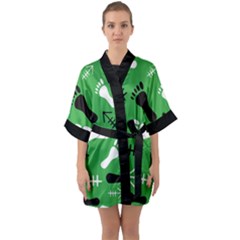 Green Quarter Sleeve Kimono Robe by HASHDRESS