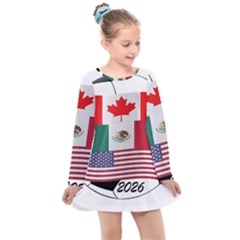 United Football Championship Hosting 2026 Soccer Ball Logo Canada Mexico Usa Kids  Long Sleeve Dress by yoursparklingshop