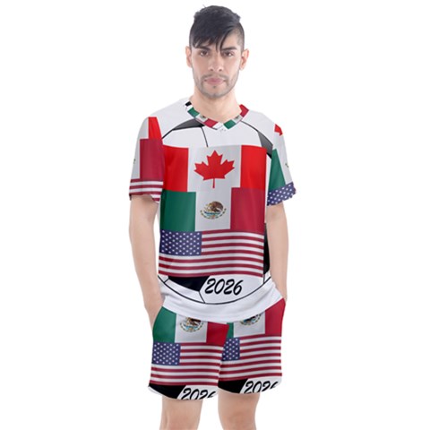 United Football Championship Hosting 2026 Soccer Ball Logo Canada Mexico Usa Men s Mesh Tee And Shorts Set by yoursparklingshop