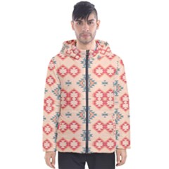 Tribal Shapes                                          Men s Hooded Puffer Jacket by LalyLauraFLM