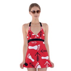 Red Swatch#2 Halter Dress Swimsuit  by HASHDRESS