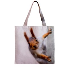 Curious Squirrel Zipper Grocery Tote Bag by FunnyCow