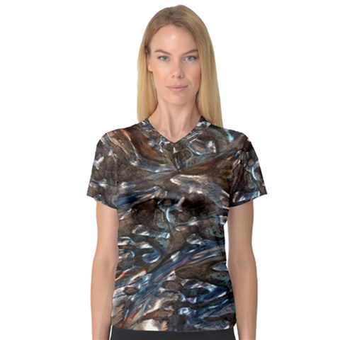 Melted Metal                                        V-neck Sport Mesh Tee by LalyLauraFLM