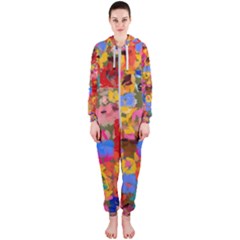 Coloful Strokes Canvas                                    Hooded Jumpsuit (ladies) by LalyLauraFLM