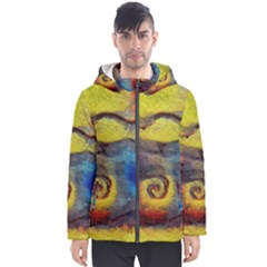 Painted Swirls                                    Men s Hooded Puffer Jacket