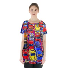 Colorful Toy Racing Cars Skirt Hem Sports Top